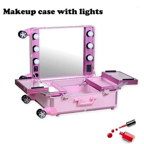 cosmetic bags & cases pink color lighted aluminum makeup station, case with lights mirror1
cosmetic bags & cases pink color lighted aluminum makeup station, case with lights mirror1