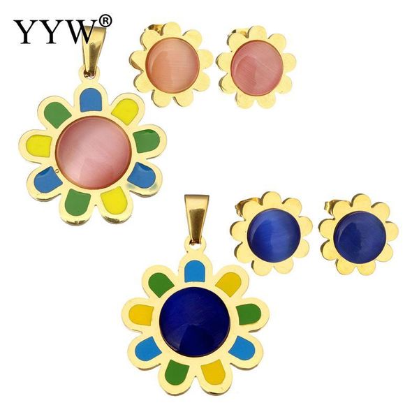 New Arrival Stainless Steel Jewelry Set Colorful Flower Pendant Necklaces & Earrings Jewelry Sets For Women Girls Party, Silver
New Arrival Stainless Steel Jewelry Set Colorful Flower Pendant Necklaces & Earrings Jewelry Sets For Women Girls Party, Silver