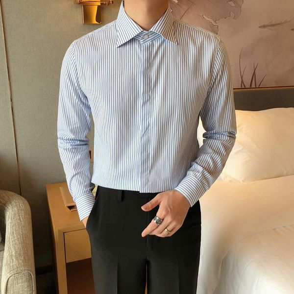 men's dress shirts striped shirt men long-sleeved slim party 2021 korean business casual formal camisa social masculina, White;black
men's dress shirts striped shirt men long-sleeved slim party 2021 korean business casual formal camisa social masculina, White;black