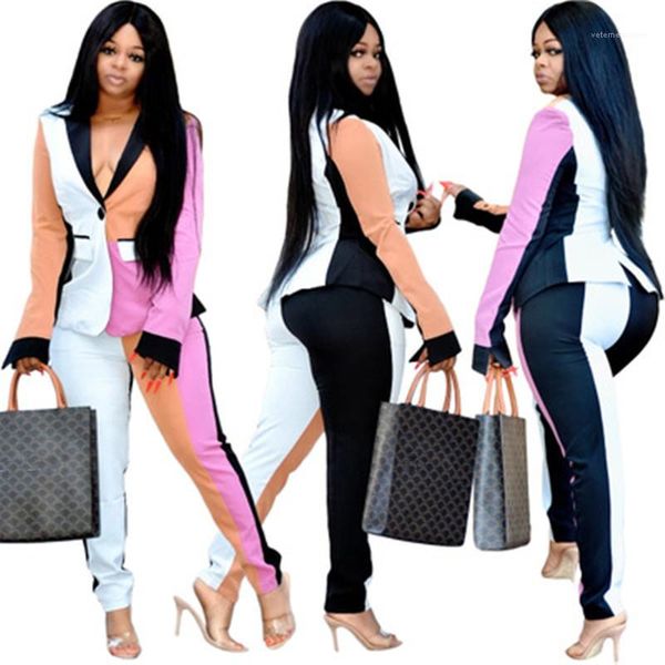 sets fashion trend long sleeve buttons suit trousers tracksuits designer female casual loose pants 2pcs suits ladies contrast splicing, Gray
sets fashion trend long sleeve buttons suit trousers tracksuits designer female casual loose pants 2pcs suits ladies contrast splicing, Gray