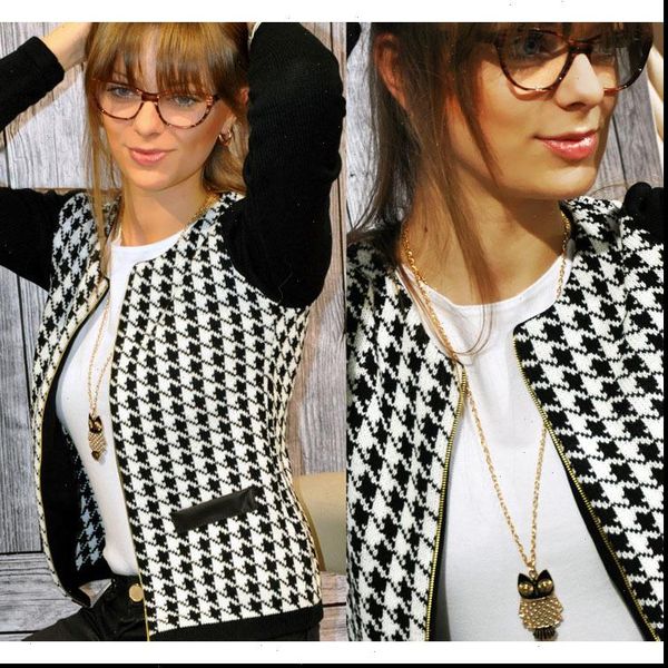 basic jackets black and white grid female jacket elgant houndstooth slim jacket clothes drop shipping good quality, Black;brown
basic jackets black and white grid female jacket elgant houndstooth slim jacket clothes drop shipping good quality, Black;brown