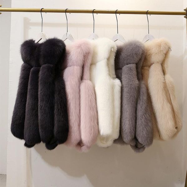 women's fur & faux leather grass women imitation vest coat long fluffy coats and jackets b370, Black