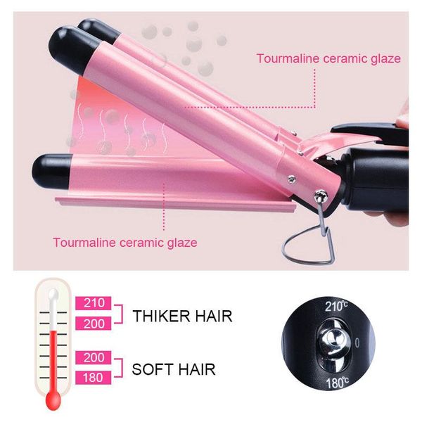 20-32mm hair curling iron ceramic triple barrel hair curler irons wave waver styling tools professional styler wand, Black
20-32mm hair curling iron ceramic triple barrel hair curler irons wave waver styling tools professional styler wand, Black