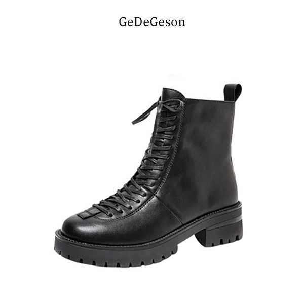 brand lace-up martin boots women genuine cowhide leather 4.5cm/7cm high increasing fashion shoes comfortable, Black
brand lace-up martin boots women genuine cowhide leather 4.5cm/7cm high increasing fashion shoes comfortable, Black