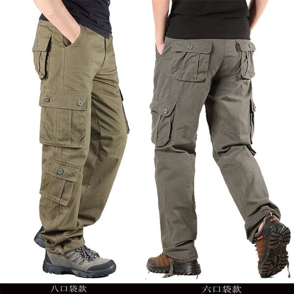 

tactical pants army male camo jogger plus size cotton trousers many pocket zip military style camouflage black men's cargo pants 201110