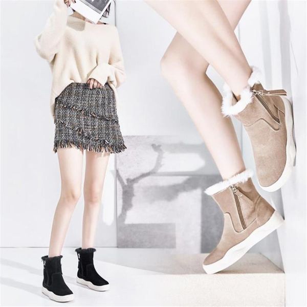 smile circle suede leather ankle boots women natural fur warm snow boots zipper easy to wear flat winter ladies shoes, Black
smile circle suede leather ankle boots women natural fur warm snow boots zipper easy to wear flat winter ladies shoes, Black