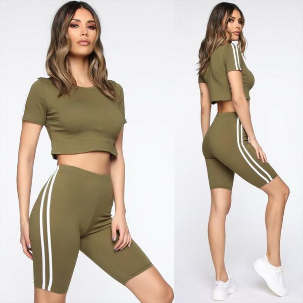women 2pcs sports suit solid crop shorts beach wear running gym stripe outfits summer casual workout clothes tracksuit, Gray
women 2pcs sports suit solid crop shorts beach wear running gym stripe outfits summer casual workout clothes tracksuit, Gray