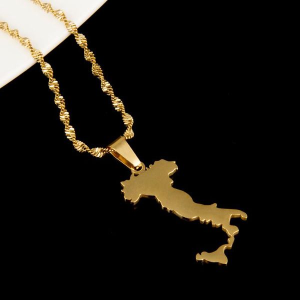 stainless steel gold color map of italy necklace pendant trendy map chain jewelry, Silver
stainless steel gold color map of italy necklace pendant trendy map chain jewelry, Silver