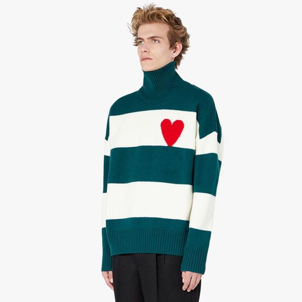21fw love stripe collar sweater autumn high men street knitting sweater winter women pullover turtleneck fashion high gwmsd, Black
21fw love stripe collar sweater autumn high men street knitting sweater winter women pullover turtleneck fashion high gwmsd, Black