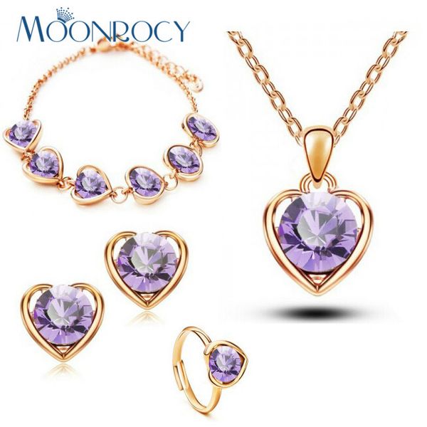 moonrocy rose gold color crystal necklace earring ring bracelet jewelry set heart-shaped purple green for women, Silver
moonrocy rose gold color crystal necklace earring ring bracelet jewelry set heart-shaped purple green for women, Silver
