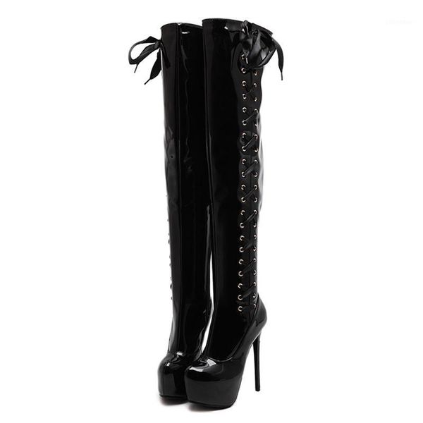 lucyever fashion cross strap patent leather boots women autumn winter thin high heels over the knee boots female platform botas1, Black
lucyever fashion cross strap patent leather boots women autumn winter thin high heels over the knee boots female platform botas1, Black
