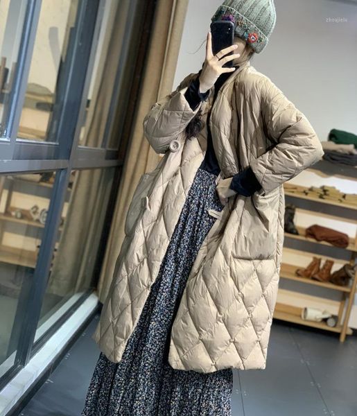 new winter 2020 atmospheric han edition of japanese female loose diamond lattice big bag long down jacket coat1, Black
new winter 2020 atmospheric han edition of japanese female loose diamond lattice big bag long down jacket coat1, Black