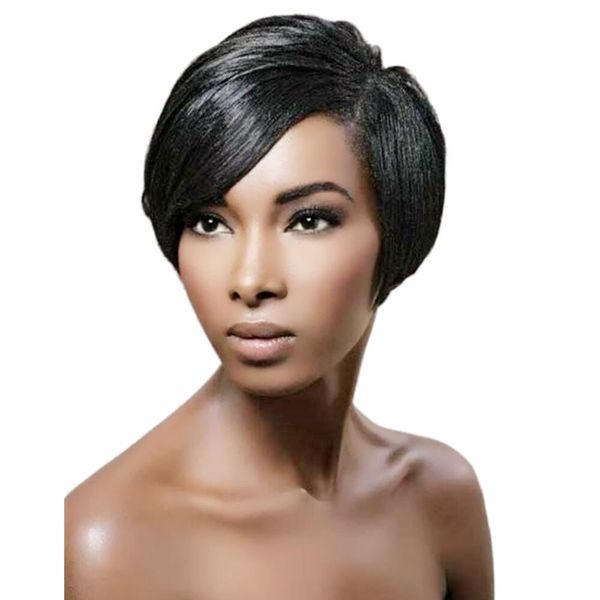side part short black wig glueless short human hair bob wigs pre plucked natural straight, Black;brown
side part short black wig glueless short human hair bob wigs pre plucked natural straight, Black;brown