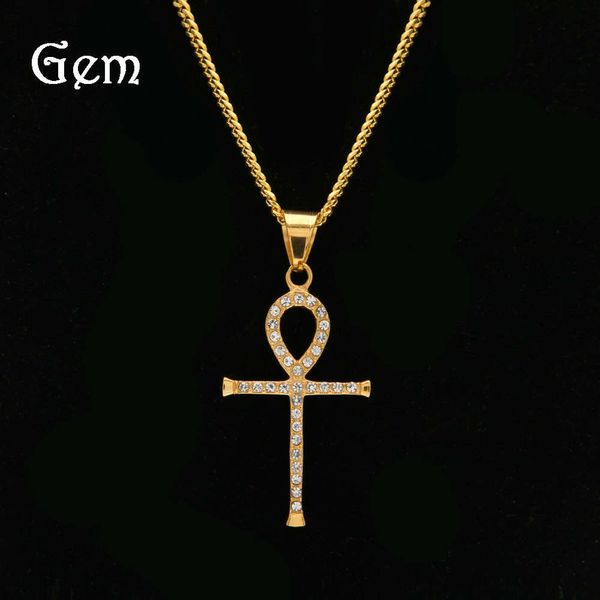 hip hop men's diamond inlaid anhe life key pendant selling stainless steel color preserving cross, Silver
hip hop men's diamond inlaid anhe life key pendant selling stainless steel color preserving cross, Silver