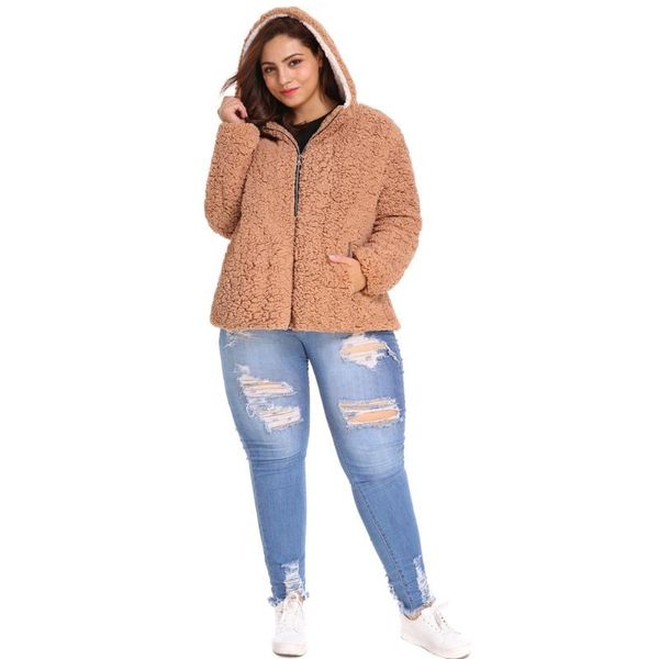 hooded women's zipper faux fur coat casual plus size solid color pocket plush short teddy coat casual outwear casaco feminino, Black
hooded women's zipper faux fur coat casual plus size solid color pocket plush short teddy coat casual outwear casaco feminino, Black