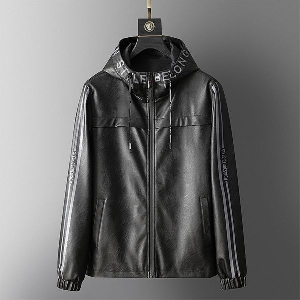 thoshine brand spring autumn winter men leather jackets hooded slim fit letter print male fashion pu leather coats windbreaker 201128, Black
thoshine brand spring autumn winter men leather jackets hooded slim fit letter print male fashion pu leather coats windbreaker 201128, Black