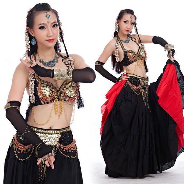 2021 women tribal belly dance wear 4 pieces outfit set antique bronze beads bra belt skirts gypsy dance costumes, Black;red
2021 women tribal belly dance wear 4 pieces outfit set antique bronze beads bra belt skirts gypsy dance costumes, Black;red