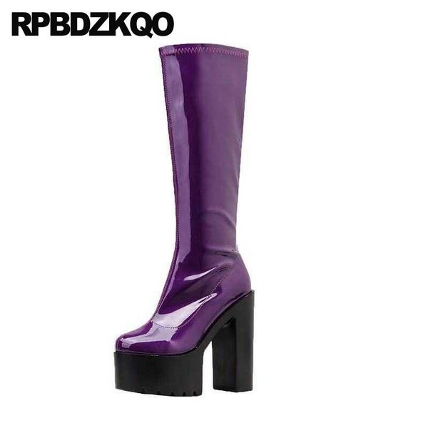 high heel chunky knee purple fetish tall chinese side zip boots ladies shoes exotic dancer extreme patent leather block women, Black
high heel chunky knee purple fetish tall chinese side zip boots ladies shoes exotic dancer extreme patent leather block women, Black