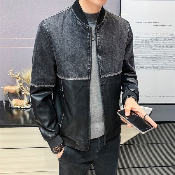 autumn 2020 new shopkeeper style men's baseball collar fashion open line jacket patchwork leather, Black;brown
autumn 2020 new shopkeeper style men's baseball collar fashion open line jacket patchwork leather, Black;brown