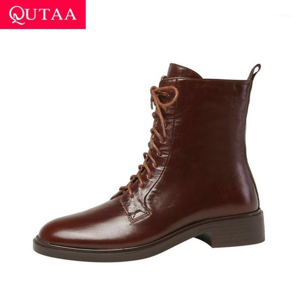 boots qutaa 2021 ankle cow leather round toe autumn winter women shoes zipper lace up square heel short size 34-411, Black
boots qutaa 2021 ankle cow leather round toe autumn winter women shoes zipper lace up square heel short size 34-411, Black