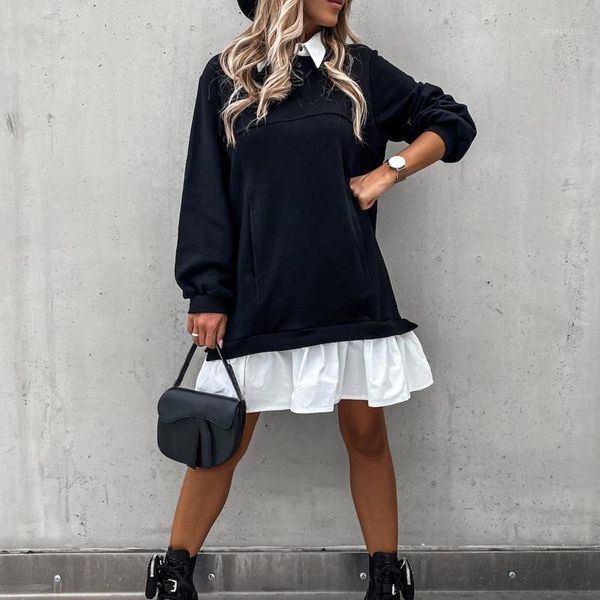 elegant women autumn patchwork solid color mini dress turn-down collar long sleeve patchwork buttons sweatshirt dress casual1, Black;gray
elegant women autumn patchwork solid color mini dress turn-down collar long sleeve patchwork buttons sweatshirt dress casual1, Black;gray