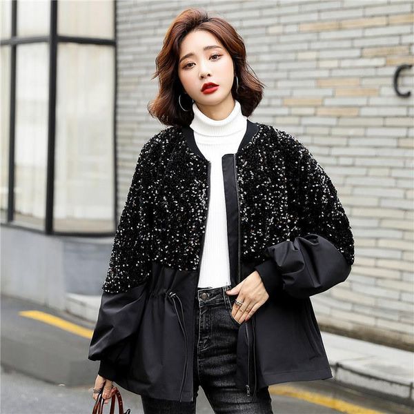 women's trench coats add cotton thick coat fall / winter 2021 small age reduction trend stitching sequin jacket, Tan;black
women's trench coats add cotton thick coat fall / winter 2021 small age reduction trend stitching sequin jacket, Tan;black