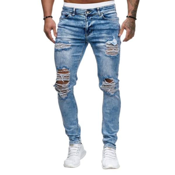 men's jeans distressed biker super comfy stretch skinny fit washed denim pants with ripped holes, Blue
men's jeans distressed biker super comfy stretch skinny fit washed denim pants with ripped holes, Blue