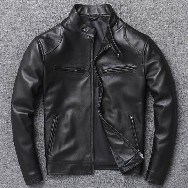 luxury genuine leather jacket men black slim natural lambskin real leather coat stand collar sheepskin outerwear 201119
luxury genuine leather jacket men black slim natural lambskin real leather coat stand collar sheepskin outerwear 201119
