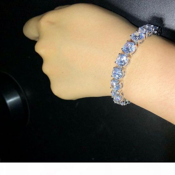 iced out tennis bracelets mens gold silver hip hop bracelets jewelry 8mm zircon diamond bracelet, Golden;silver