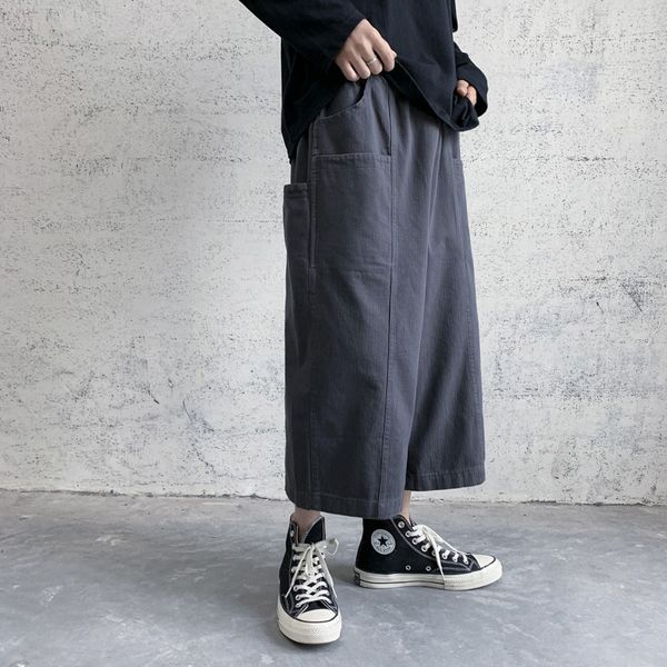 men's korean loose straight capris summer fashion brand casual drop feeling wide leg pants, White;black