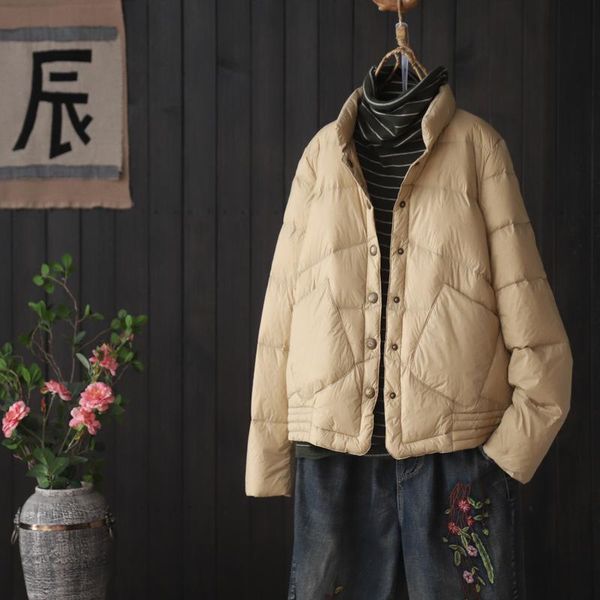 zoulv winter new style duck down down jacket literary retro short stand-up collar lightweight jacket, Black
zoulv winter new style duck down down jacket literary retro short stand-up collar lightweight jacket, Black