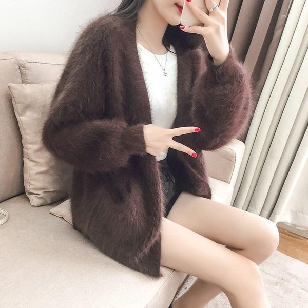 women's sweaters 2021 the style long section of thick long-haired mink cashmere clothes loose lantern sleeve knit cardigan female coat1, White;black
women's sweaters 2021 the style long section of thick long-haired mink cashmere clothes loose lantern sleeve knit cardigan female coat1, White;black