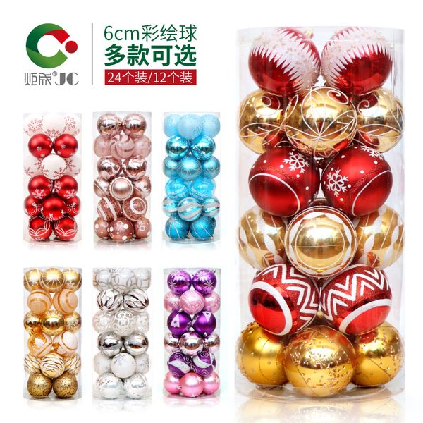 24 Pcs/set Ornament Christmas Tree Ball Decorations Supplies Xmas Balls 12 Colors Hanging Home Party Garden Decor