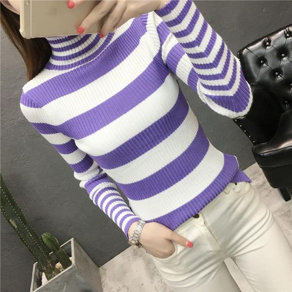 2019 autumn winter new women pullovers sweater knitted elasticity casual jumper fashion stripe turtleneck female sweaters r923, White;black
2019 autumn winter new women pullovers sweater knitted elasticity casual jumper fashion stripe turtleneck female sweaters r923, White;black