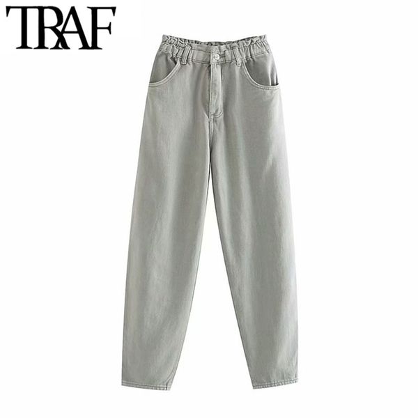 traf women vintage stylish pockets high waisted jeans fashion elastic paperbag waist female denim harem pants pantalones mujer 201225, Blue
traf women vintage stylish pockets high waisted jeans fashion elastic paperbag waist female denim harem pants pantalones mujer 201225, Blue