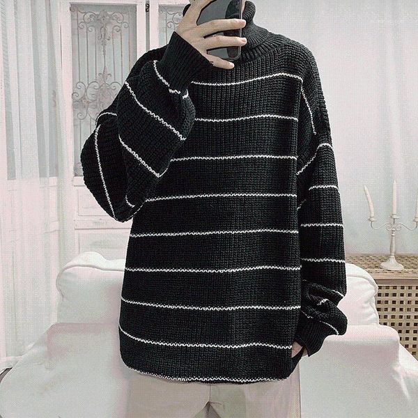men's sweaters high-neck striped men's sweater autumn ins port wind loose harajuku style bf korean trend personality sueter de hom, White;black
men's sweaters high-neck striped men's sweater autumn ins port wind loose harajuku style bf korean trend personality sueter de hom, White;black