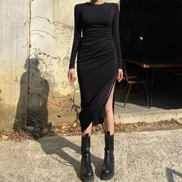 winter party cotton full sleeve dress autumn new women fold ruched drawstring slim dress casual streetwear o-neck dres, Black;gray
winter party cotton full sleeve dress autumn new women fold ruched drawstring slim dress casual streetwear o-neck dres, Black;gray