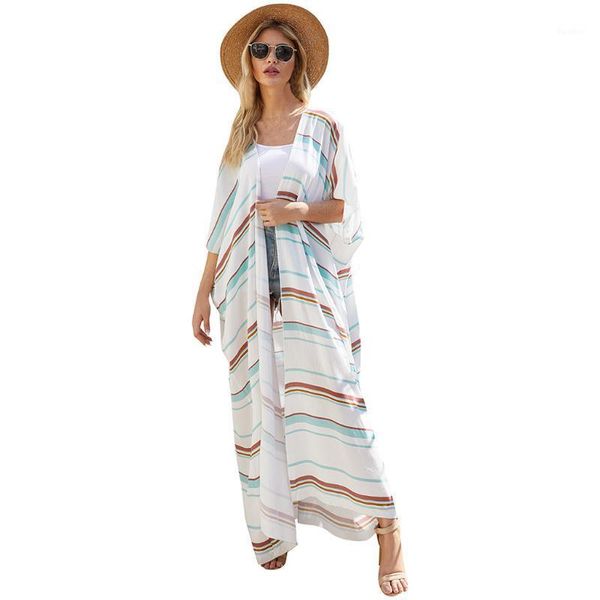 fashion blouses woman 2020 summer beachwear half flare sleeve striped print long shawl cardigan pullover blusa feminina1, White
fashion blouses woman 2020 summer beachwear half flare sleeve striped print long shawl cardigan pullover blusa feminina1, White