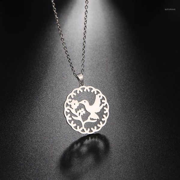 my shape dove of peace olive branch stainless steel necklace silvery golden necklaces round pendant jewelry choker women gift1, Silver
my shape dove of peace olive branch stainless steel necklace silvery golden necklaces round pendant jewelry choker women gift1, Silver