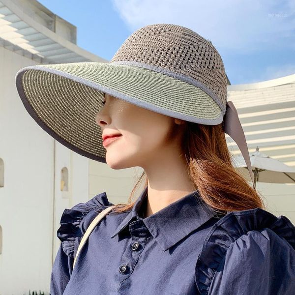 wide brim hats 2021 summer wild outdoor travel bowknot hat uv protection sun for women handmade weave beach big mesh breathable cap1, Blue;gray
wide brim hats 2021 summer wild outdoor travel bowknot hat uv protection sun for women handmade weave beach big mesh breathable cap1, Blue;gray