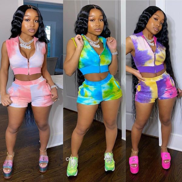 tie-dye two piece set women clothes zipper jacket crop biker shorts summer casual sport skinny tracksuit, Gray
tie-dye two piece set women clothes zipper jacket crop biker shorts summer casual sport skinny tracksuit, Gray