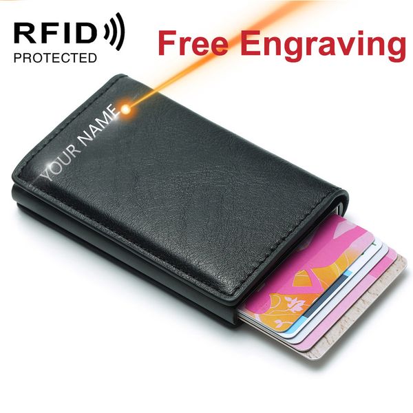 name engraving men's credit card holder anti rfid blocking leather small wallet id card case metal protection purse for women lj200907, Brown;gray
name engraving men's credit card holder anti rfid blocking leather small wallet id card case metal protection purse for women lj200907, Brown;gray