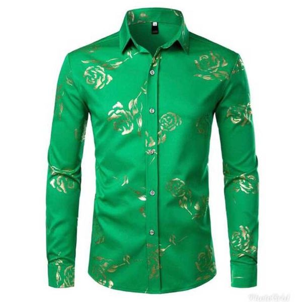 men's casual shirts gold rose print pink shirt men 2021 stylish slim fit long sleeve mens dress party wedding club social chemise homme, White;black
men's casual shirts gold rose print pink shirt men 2021 stylish slim fit long sleeve mens dress party wedding club social chemise homme, White;black