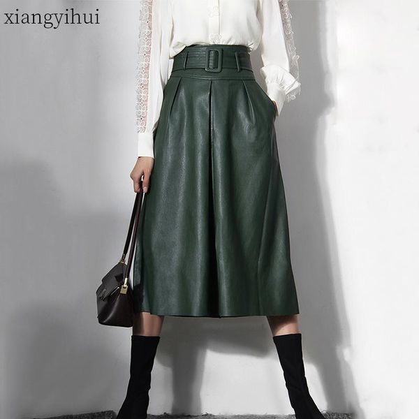 skirts army green elegant temperament office ladies pu skirt with belt winter women fashion vintage pocket leather knee-length skirts1, Black
skirts army green elegant temperament office ladies pu skirt with belt winter women fashion vintage pocket leather knee-length skirts1, Black