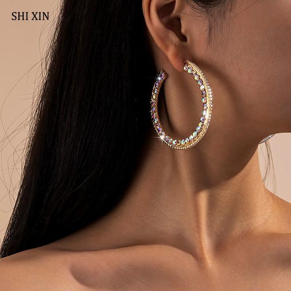 shixin big rhinestone hoop earrings for women large crystal open circle earrings luxury fashion round earring 2021 jewelry gifts, Golden;silver
shixin big rhinestone hoop earrings for women large crystal open circle earrings luxury fashion round earring 2021 jewelry gifts, Golden;silver
