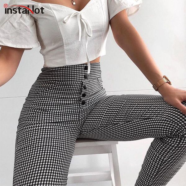 instahigh waist pants autumn elegant trousers women grey plaid button front ladies pencil skinny pants casual streetwear lj200820, Black;white
instahigh waist pants autumn elegant trousers women grey plaid button front ladies pencil skinny pants casual streetwear lj200820, Black;white
