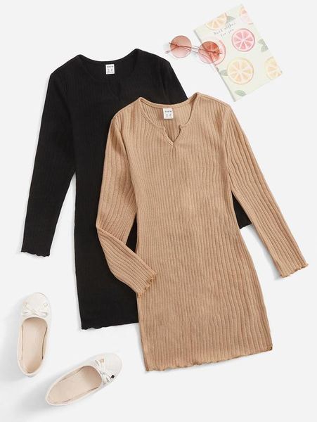 girls 2pcs notched neckline rib knit dress she, Red;yellow
girls 2pcs notched neckline rib knit dress she, Red;yellow