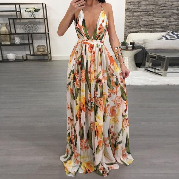 women dresses summer maxi boho style print party dress deep v neck backless long dress vestidos, Black;gray
women dresses summer maxi boho style print party dress deep v neck backless long dress vestidos, Black;gray
