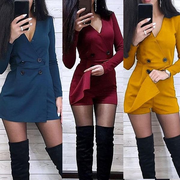 chic women playsuits solid color long sleeve v neck double-breasted short playsuit jumpsuit women's playsuits drop shipping, Black;white
chic women playsuits solid color long sleeve v neck double-breasted short playsuit jumpsuit women's playsuits drop shipping, Black;white