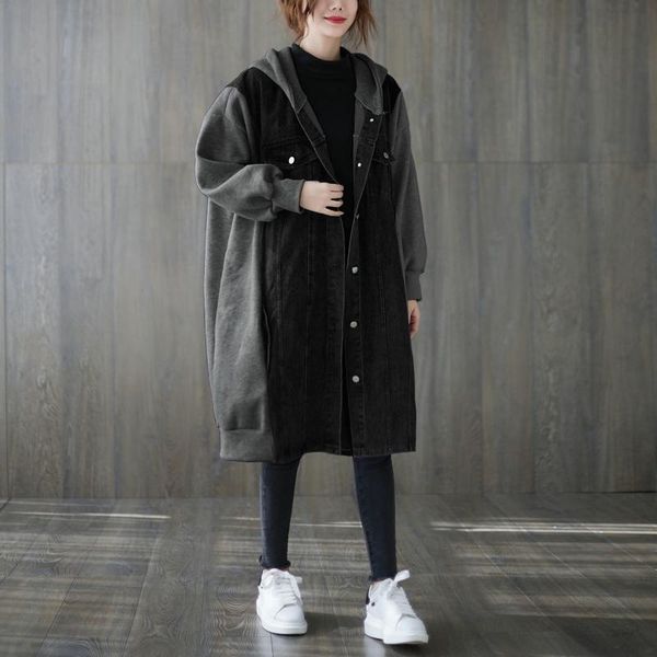 superaen loose plus size casual both sides splicing long denim windbreaker coat jacket women, Black;brown
superaen loose plus size casual both sides splicing long denim windbreaker coat jacket women, Black;brown